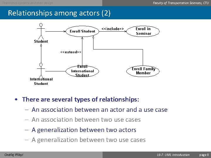 Telematics systems and their design Faculty of Transportation Sciences, CTU Relationships among actors (2)
