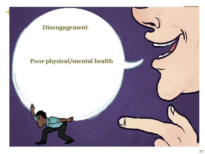 + Disengagement Poor physical/mental health 27 