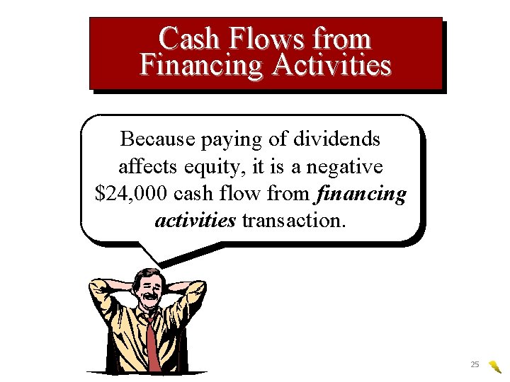 Cash Flows from Financing Activities Because paying of dividends affects equity, it is a