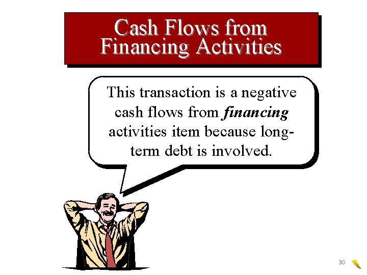 Cash Flows from Financing Activities This transaction is a negative cash flows from financing