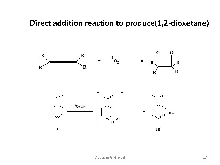 Direct addition reaction to produce(1, 2 -dioxetane) Dr. Suzan A. Khayyat 17 