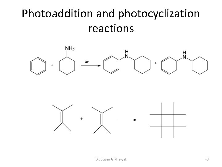 Photoaddition and photocyclization reactions Dr. Suzan A. Khayyat 40 