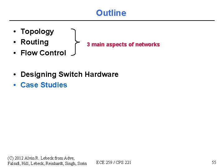 Outline • Topology • Routing • Flow Control 3 main aspects of networks •
