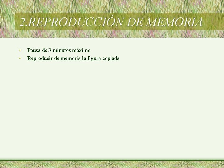 2. REPRODUCCIÓN DE MEMORIA • • Pausa de 3 minutos máximo Reproducir de memoria