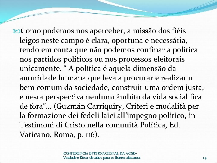  Como podemos nos aperceber, a missão dos fiéis leigos neste campo é clara,