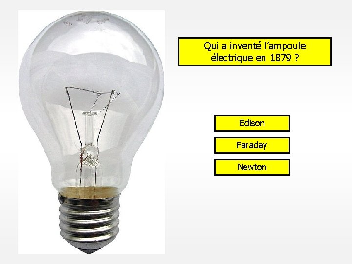 Qui a inventé l’ampoule électrique en 1879 ? Edison Faraday Newton 