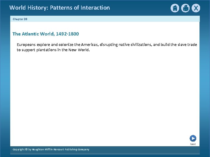 World History: Patterns of Interaction Chapter 20 The Atlantic World, 1492 -1800 Europeans explore