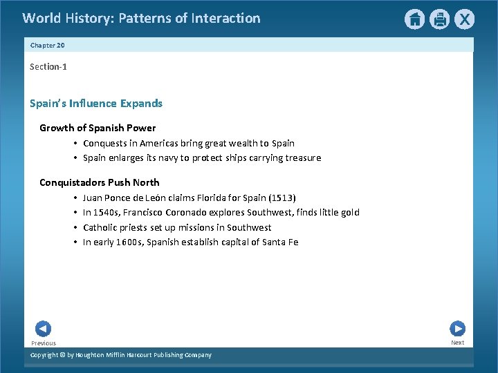 World History: Patterns of Interaction Chapter 20 Section-1 Spain’s Influence Expands Growth of Spanish