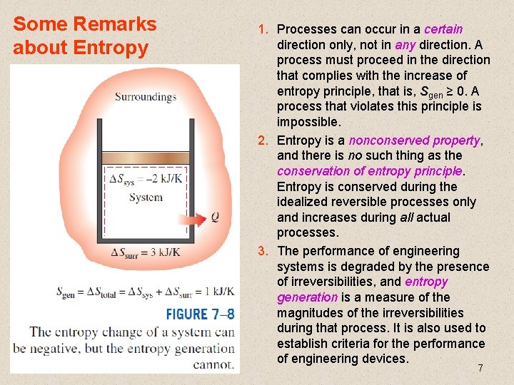 Some Remarks about Entropy 1. Processes can occur in a certain direction only, not