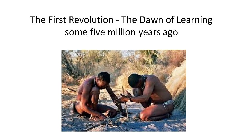 The First Revolution - The Dawn of Learning some five million years ago 