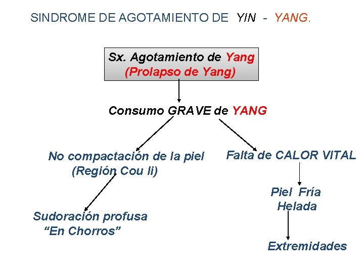 SINDROME DE AGOTAMIENTO DE YIN - YANG. Sx. Agotamiento de Yang (Prolapso de Yang)