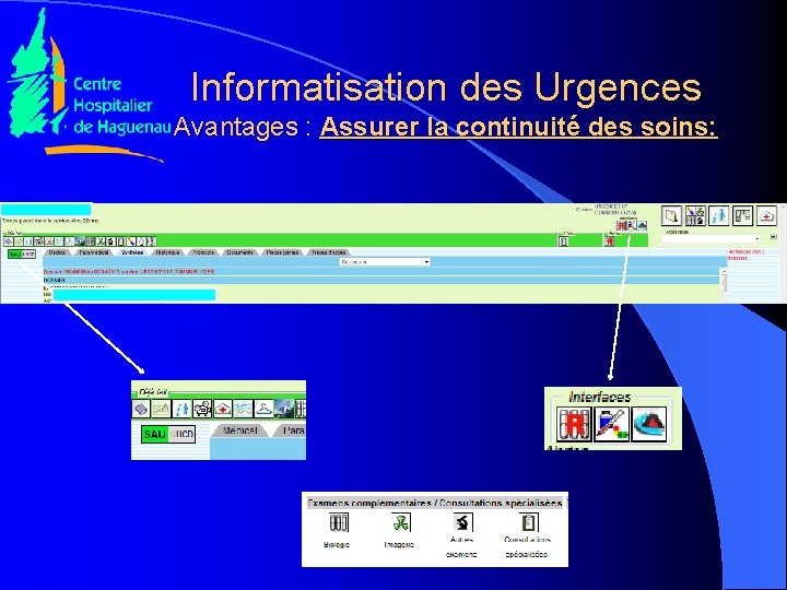 Informatisation des Urgences Avantages : Assurer la continuité des soins: 