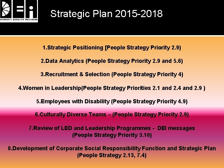  • y. Strategic Plan 2015 -2018 1. Strategic Positioning [People Strategy Priority 2.
