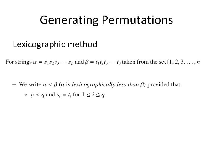 Generating Permutations Lexicographic method 