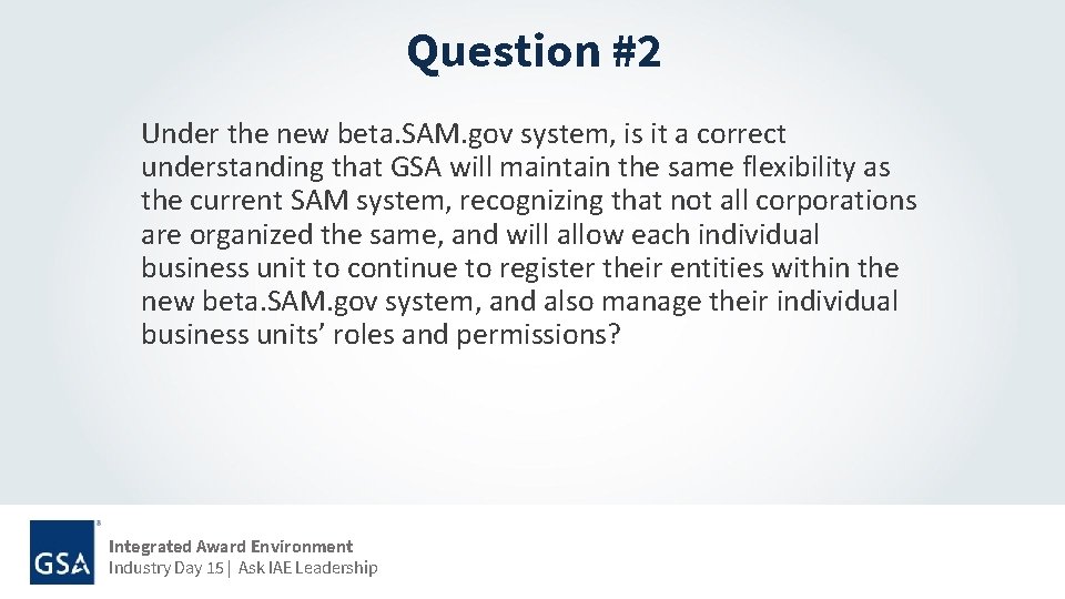 Beta Sam Integrated Award Environment Industry Day 15 Ask IAE