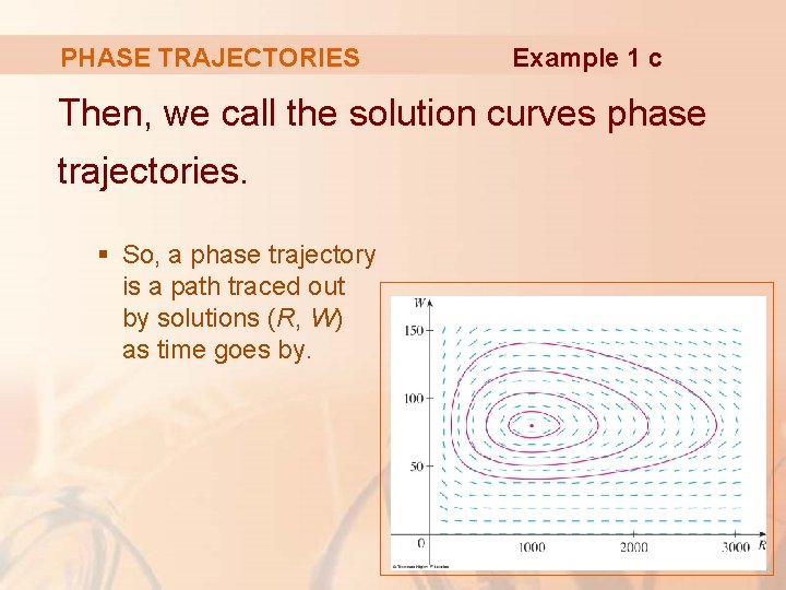 PHASE TRAJECTORIES Example 1 c Then, we call the solution curves phase trajectories. §