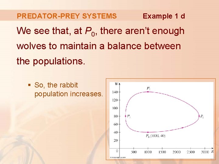 PREDATOR-PREY SYSTEMS Example 1 d We see that, at P 0, there aren’t enough