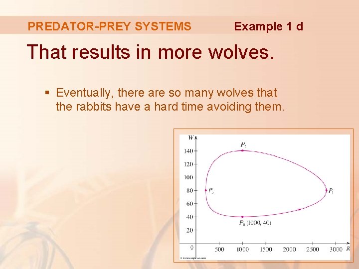 PREDATOR-PREY SYSTEMS Example 1 d That results in more wolves. § Eventually, there are