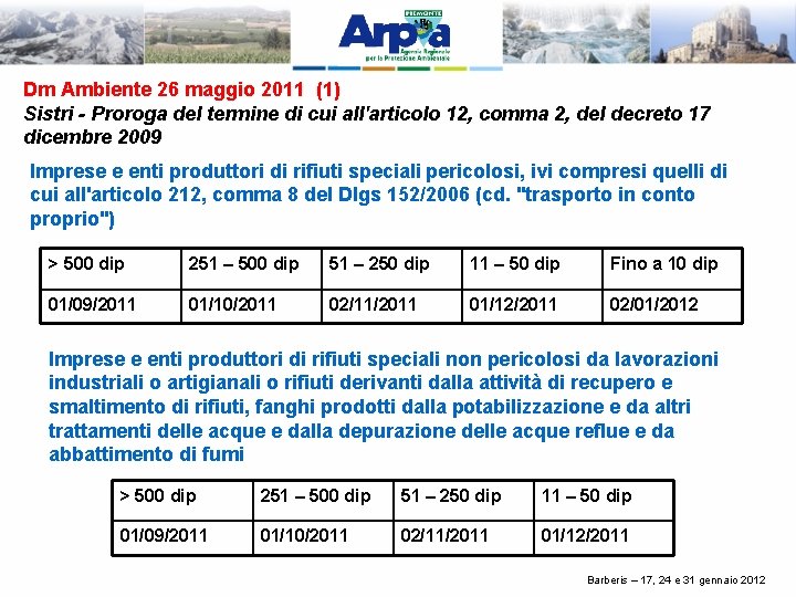 Dm Ambiente 26 maggio 2011 (1) Sistri - Proroga del termine di cui all'articolo