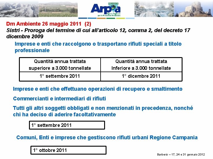 Dm Ambiente 26 maggio 2011 (2) Sistri - Proroga del termine di cui all'articolo