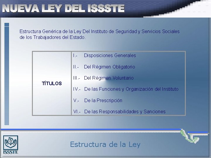 Estructura Genérica de la Ley Del Instituto de Seguridad y Servicios Sociales de los