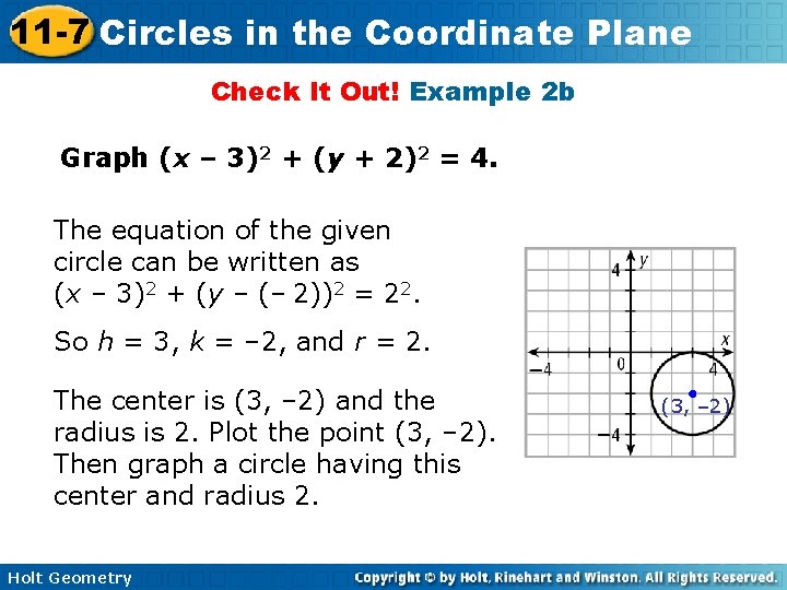 11 -7 Circles in the Coordinate Plane Check It Out! Example 2 b Graph