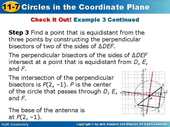 11 -7 Circles in the Coordinate Plane Check It Out! Example 3 Continued Step