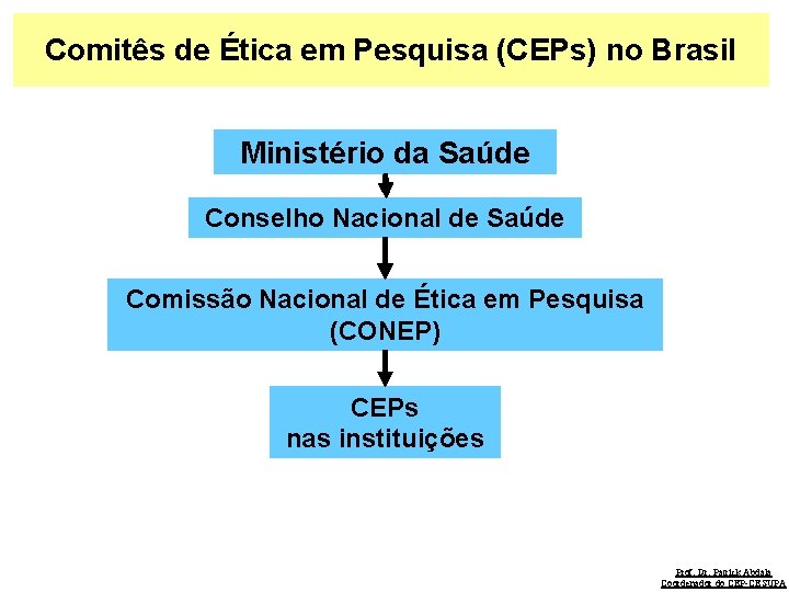 Comitês de Ética em Pesquisa (CEPs) no Brasil Ministério da Saúde Conselho Nacional de