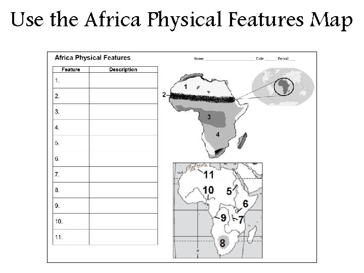 Use the Africa Physical Features Map 