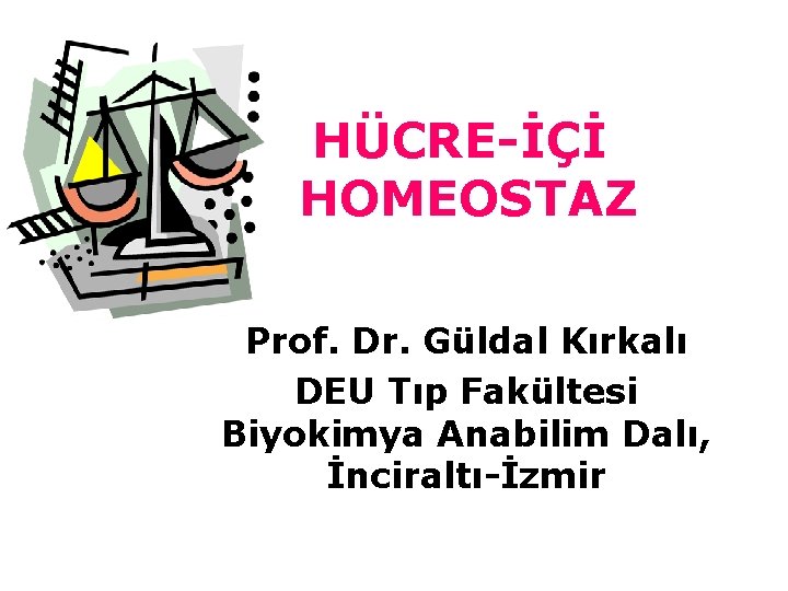 HÜCRE-İÇİ HOMEOSTAZ Prof. Dr. Güldal Kırkalı DEU Tıp Fakültesi Biyokimya Anabilim Dalı, İnciraltı-İzmir 