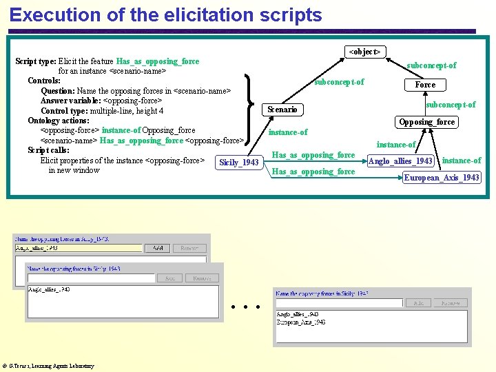 Execution of the elicitation scripts <object> Script type: Elicit the feature Has_as_opposing_force subconcept-of for