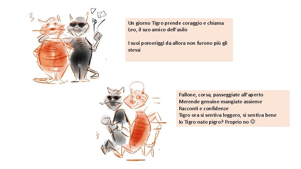 Un giorno Tigro prende coraggio e chiama Leo, il suo amico dell’asilo I suoi