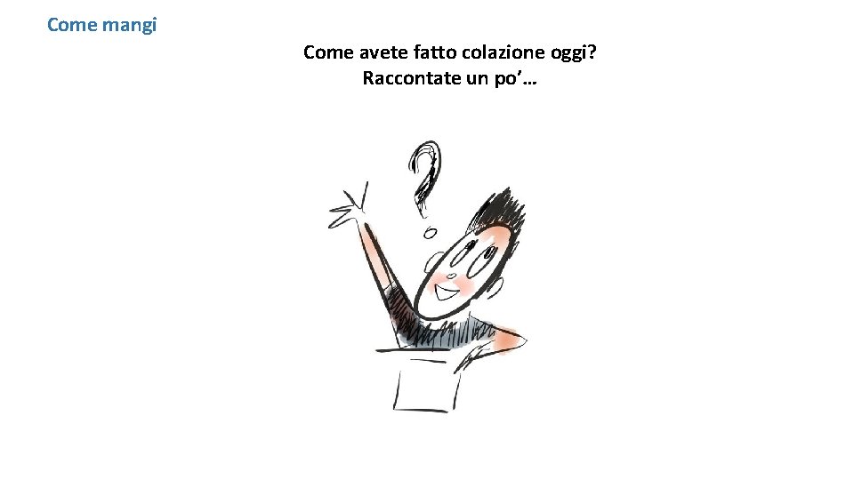 Come mangi Come avete fatto colazione oggi? Raccontate un po’… 