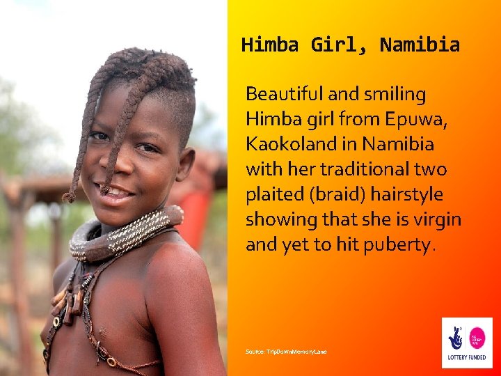 Himba Girl, Namibia Beautiful and smiling Himba girl from Epuwa, Kaokoland in Namibia with