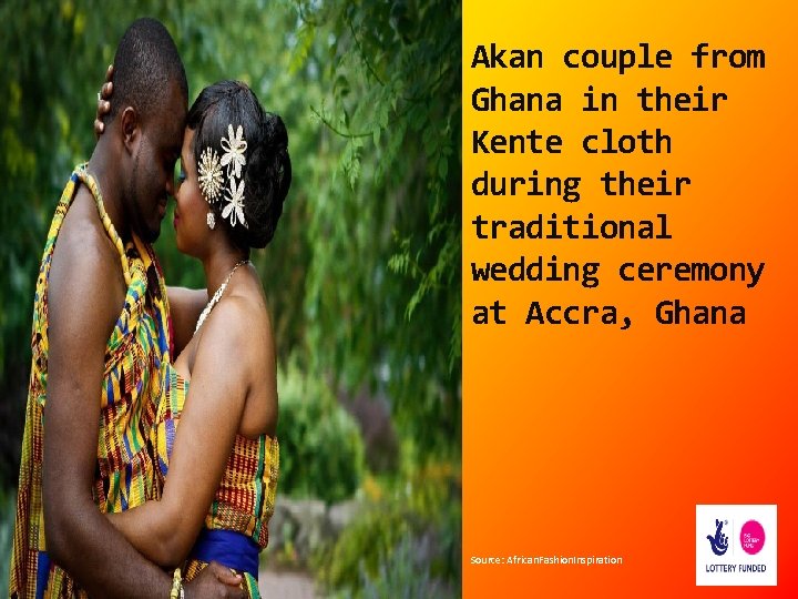 Akan couple from Ghana in their Kente cloth during their traditional wedding ceremony at