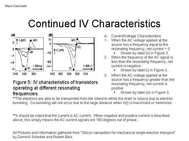 Mark Cianchetti Continued IV Characteristics Figure 5: IV characteristics of transistors operating at different