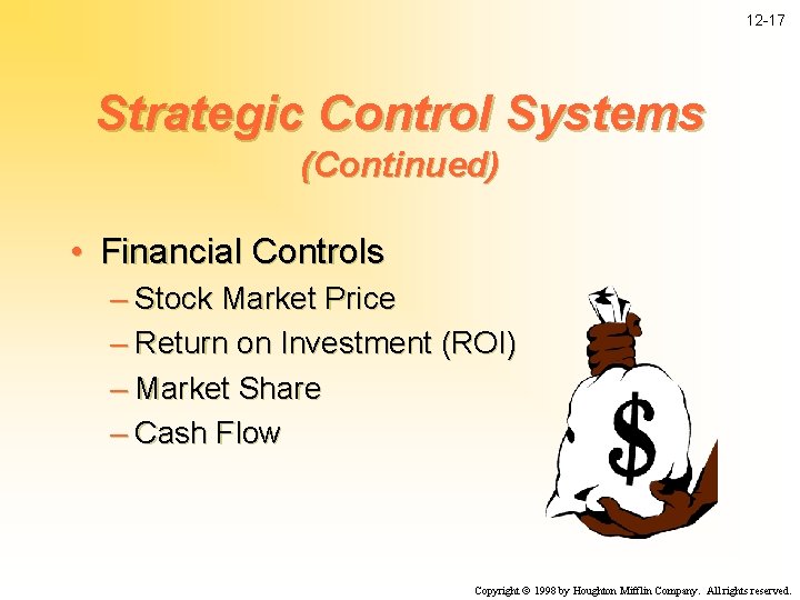 12 -17 Strategic Control Systems (Continued) • Financial Controls – Stock Market Price –