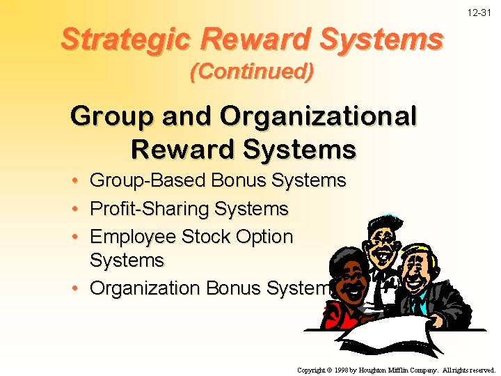 12 -31 Strategic Reward Systems (Continued) Group and Organizational Reward Systems • Group-Based Bonus