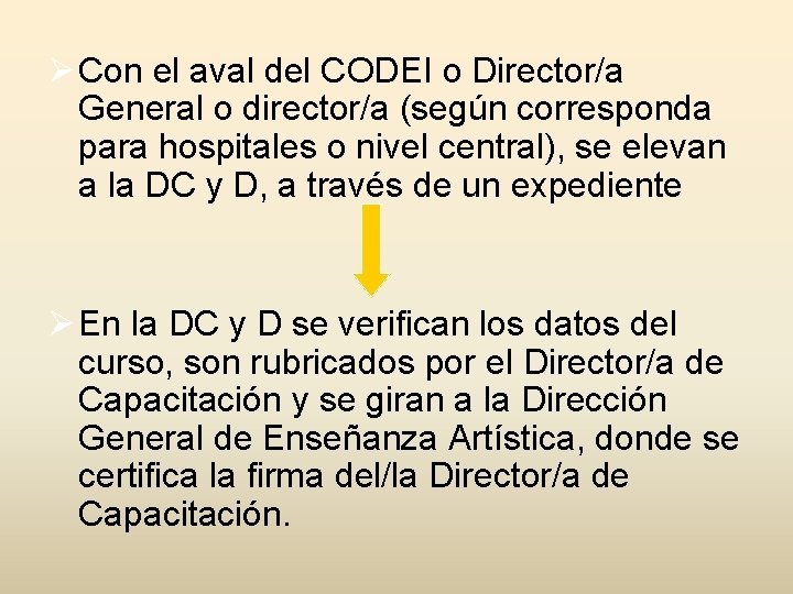 Ø Con el aval del CODEI o Director/a General o director/a (según corresponda para