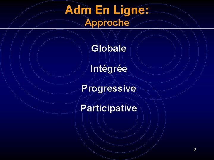 Adm En Ligne: Approche Globale Intégrée Progressive Participative 3 Adm En Ligne: Approche Globale Intégrée Progressive Participative 3