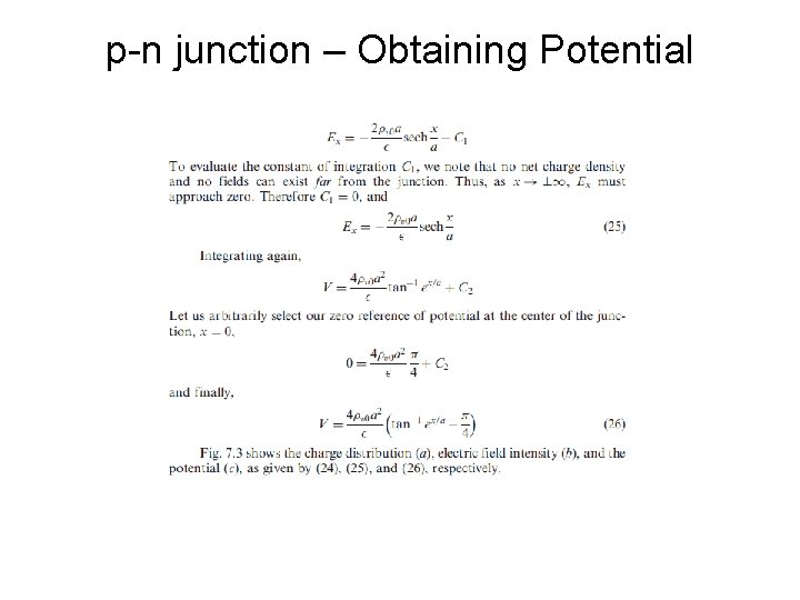 p-n junction – Obtaining Potential 