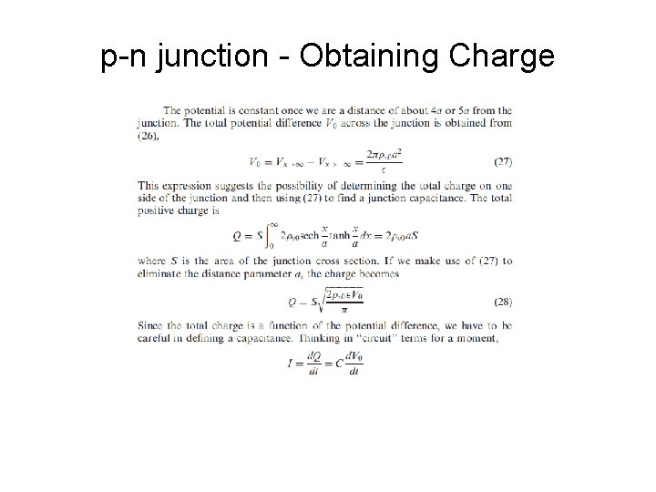 p-n junction - Obtaining Charge 