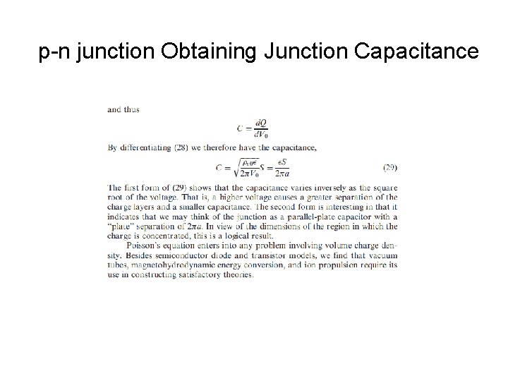 p-n junction Obtaining Junction Capacitance 
