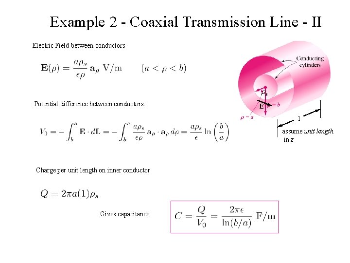 Example 2 - Coaxial Transmission Line - II Electric Field between conductors S Potential