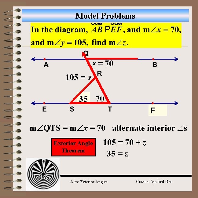 Model Problems = 70 105 = 35 70 F m QTS = m x