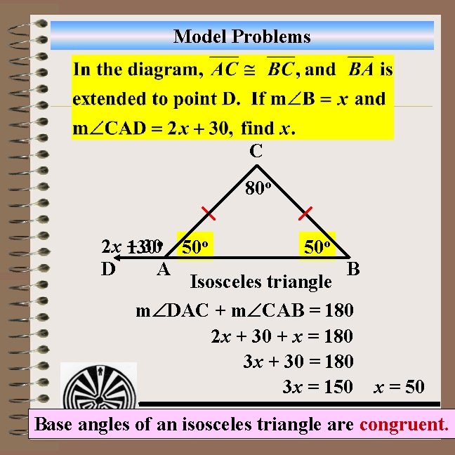 Model Problems C 80 o 2 x + 30 o 50 130 50 xoo