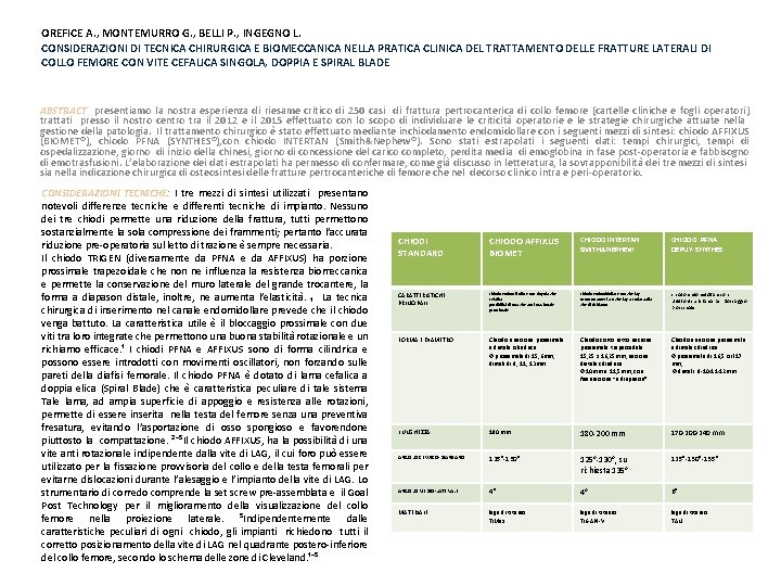 OREFICE A. , MONTEMURRO G. , BELLI P. , INGEGNO L. CONSIDERAZIONI DI TECNICA