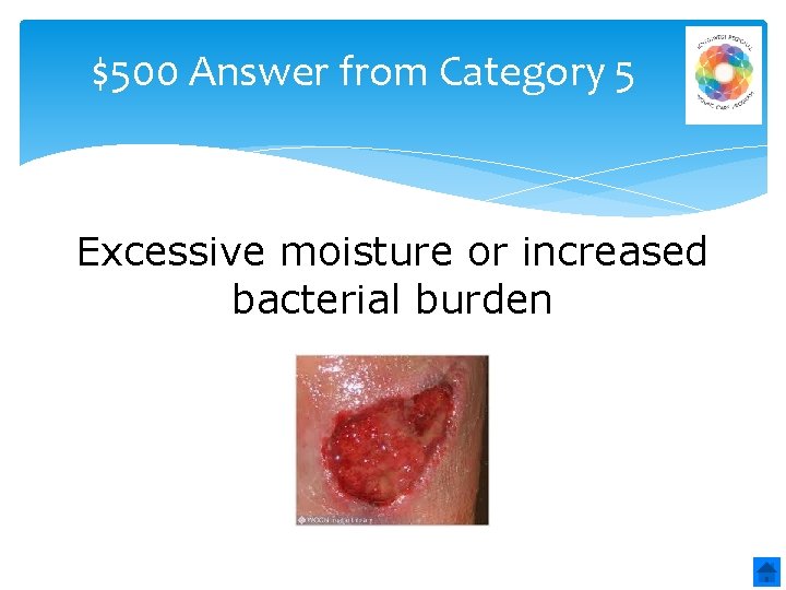 $500 Answer from Category 5 Excessive moisture or increased bacterial burden 