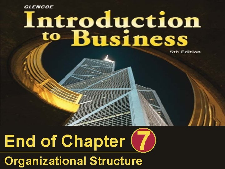 End of Chapter 7 Organizational Structure 
