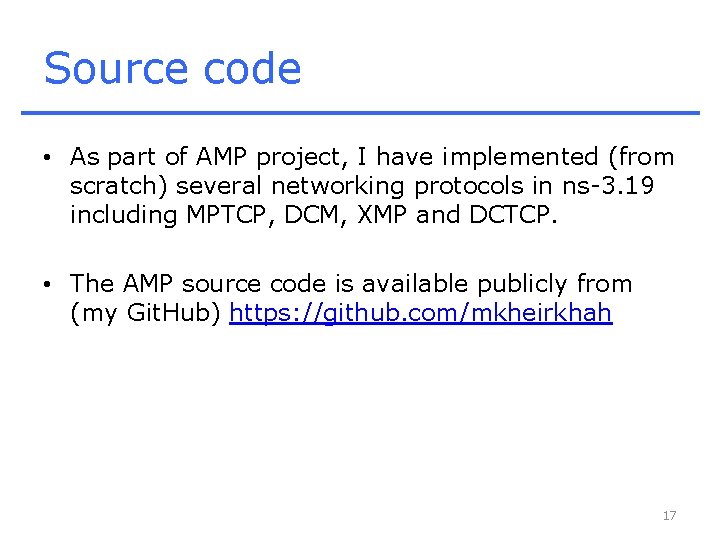 Source code • As part of AMP project, I have implemented (from scratch) several